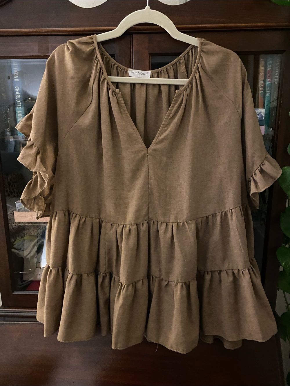vestique Brown Ruffle Tiered Tunic